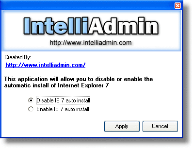 Screenshot for IE7 Automatic Install Disabler 2.0
