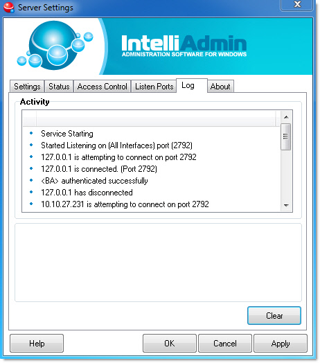 Remote Control Server Logging