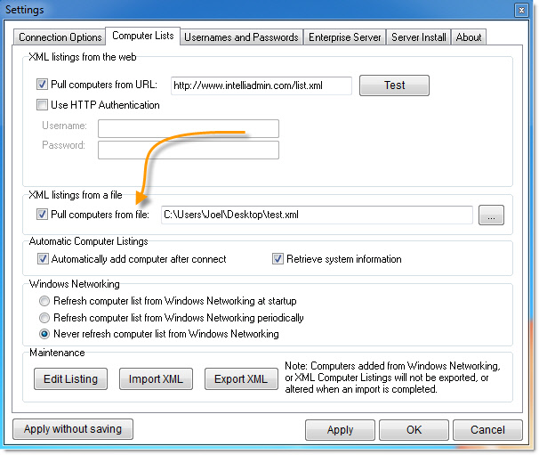 Remote Control Client File XML