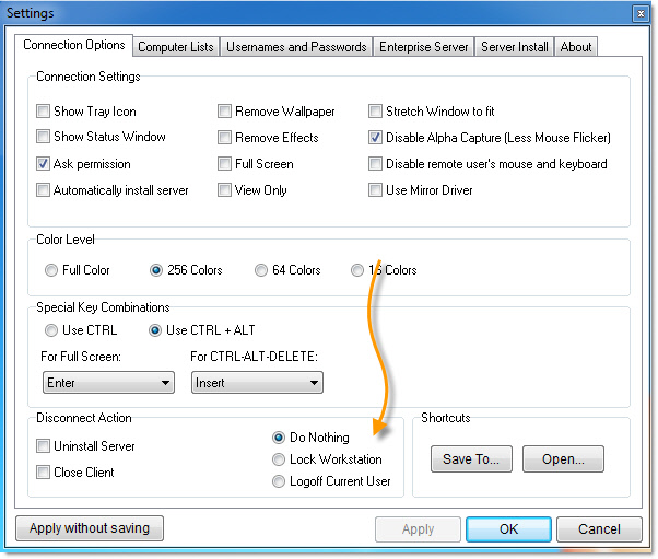 Remote Control Client Lock Workstation