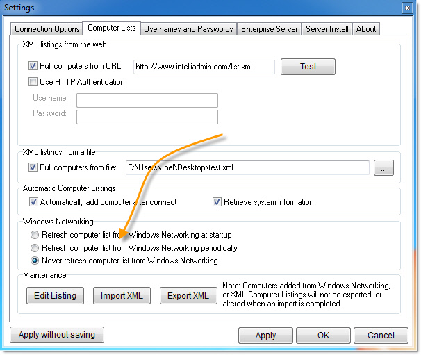 Remote Control Client Windows Networking