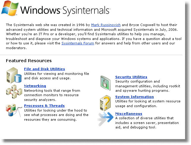 sysinternals windows 10
